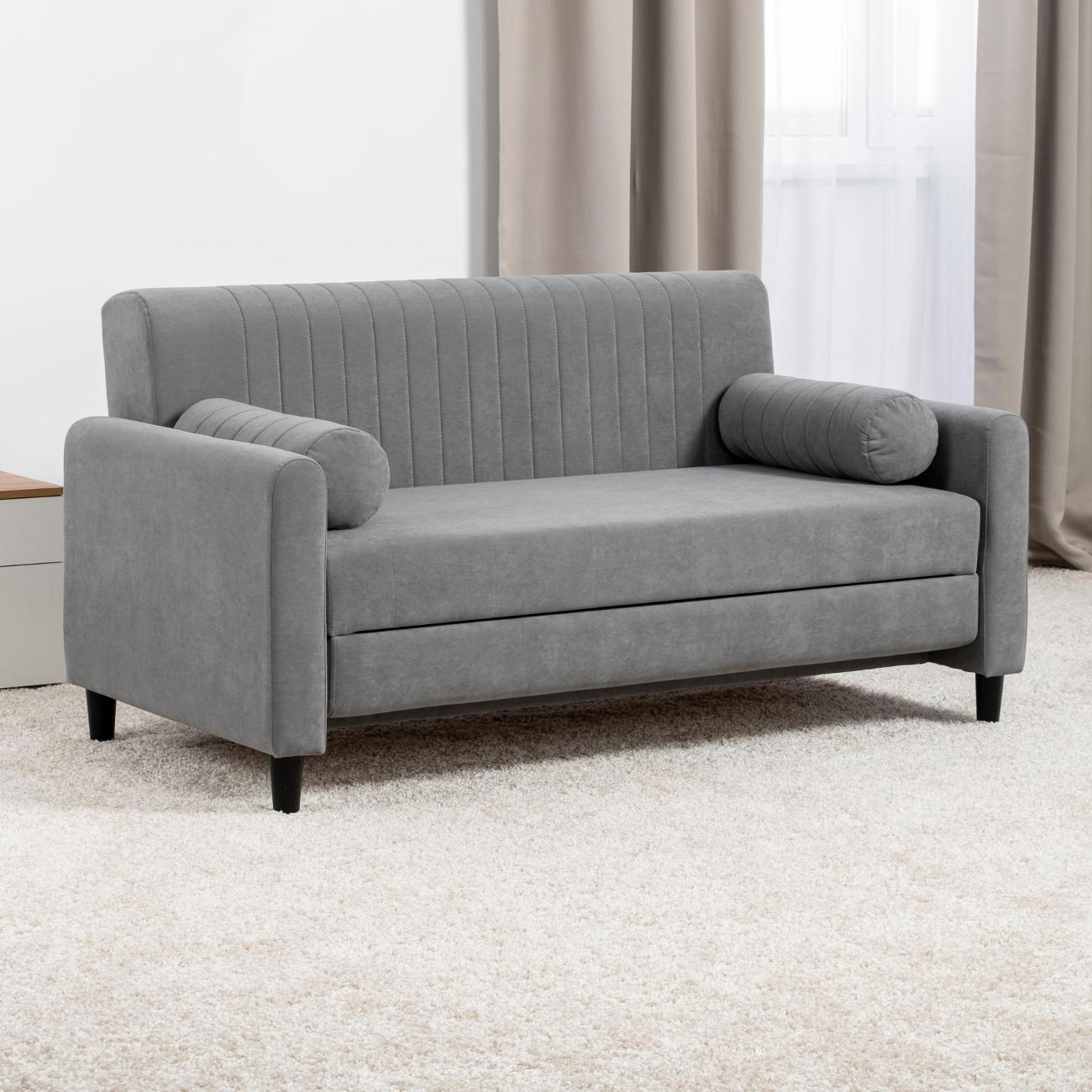 Диван Logium Денвер прямой раскладной велюр Fortuna 12 серый