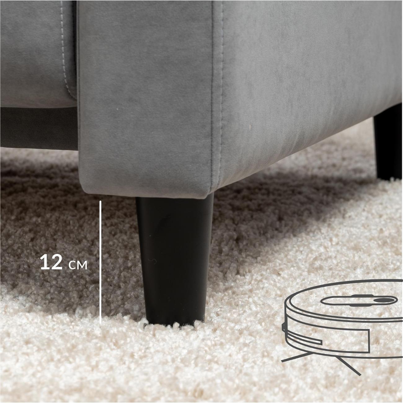 Диван Logium Денвер прямой раскладной велюр Fortuna 12 серый