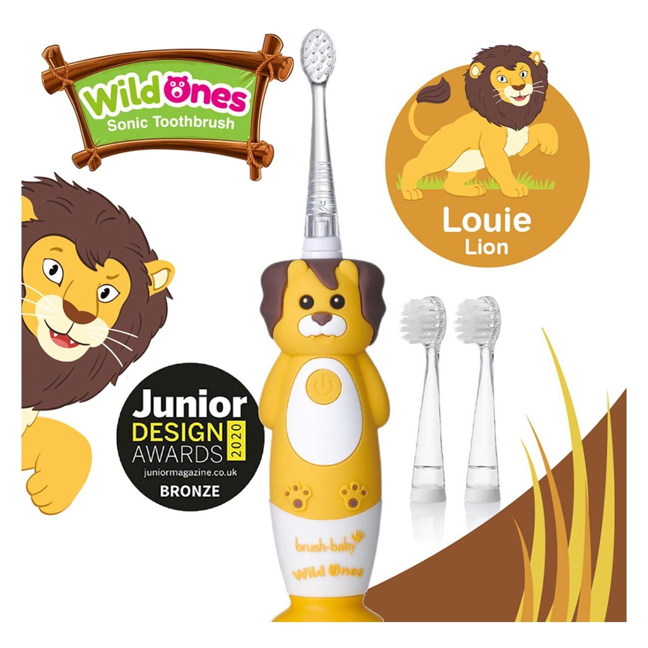 Электрическая зубная щетка детская Brush-Baby Sonic WildOnes Лев 0-10 лет