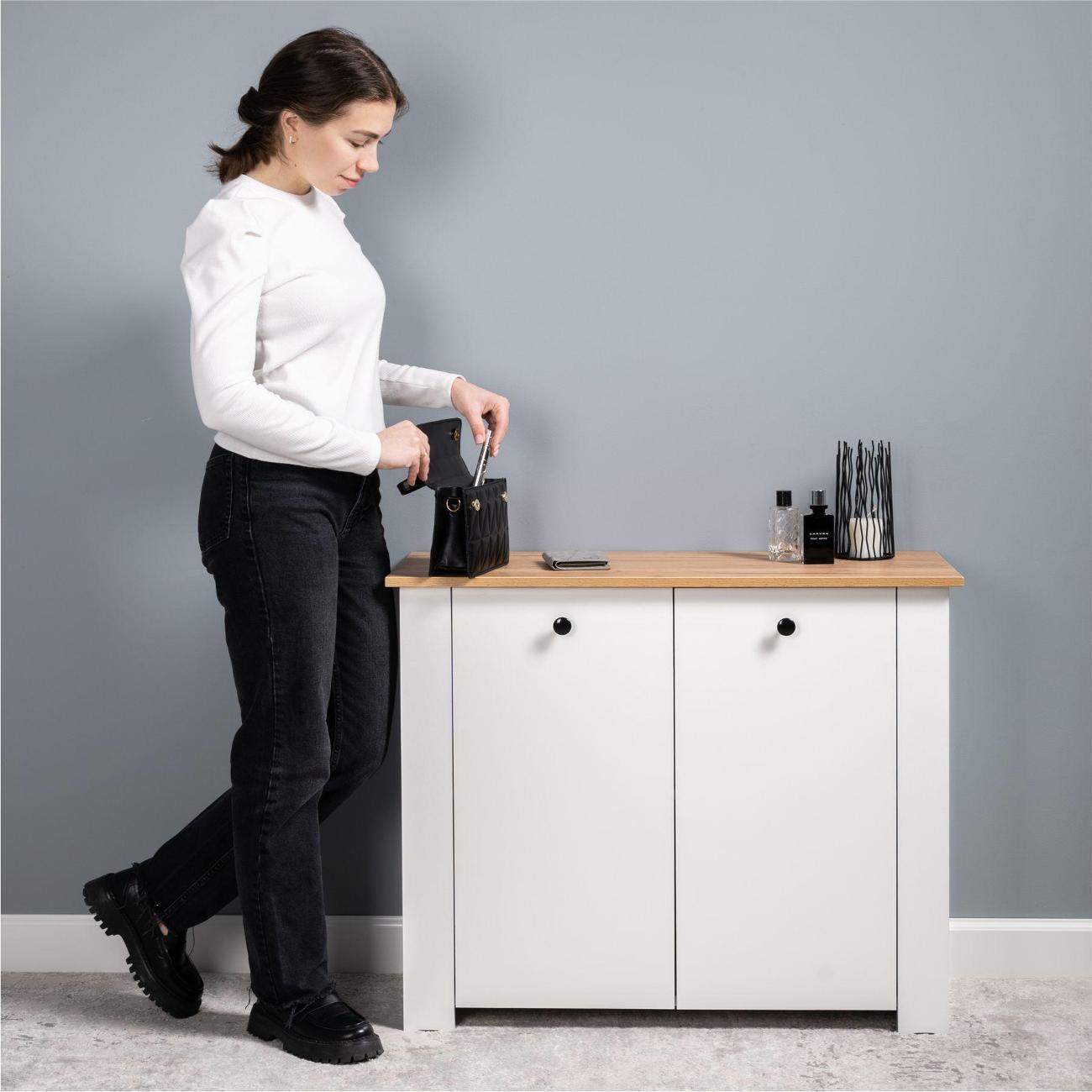 Комод Logium Марсель 13.320.03, Белый PE шагрень, Дуб Золотой