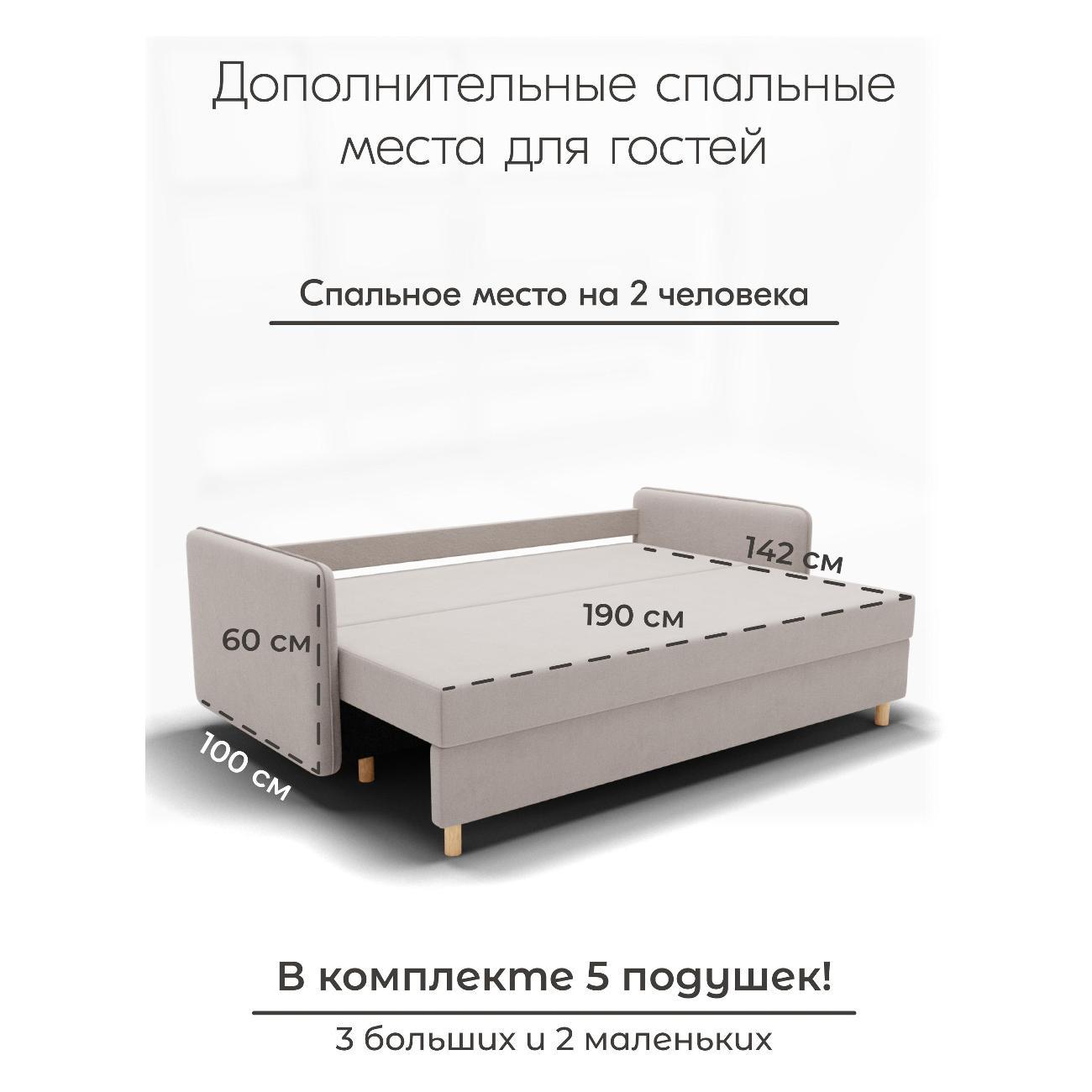 Диван Yorcom " Лотос" ППУ, Бежевый, механизм Еврокнижка 210х80х100