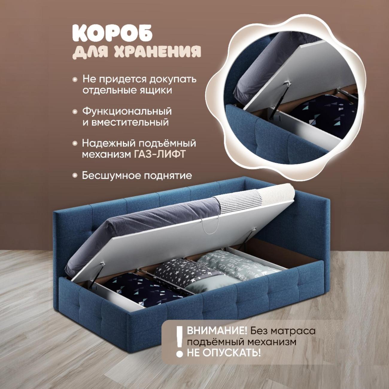 Кровать Ami Босс рогожка Саванна 126 синий