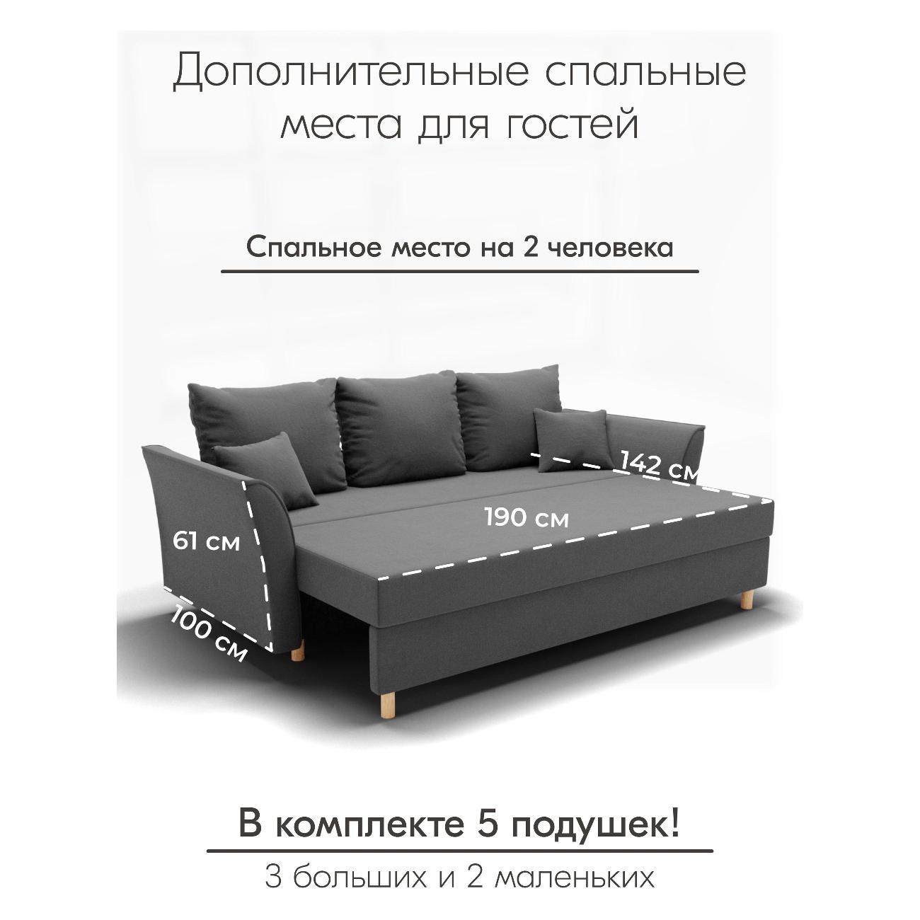 Диван Yorcom " Мелодия" ППУ, Темно-серый, механизм Еврокнижка 230х80х100