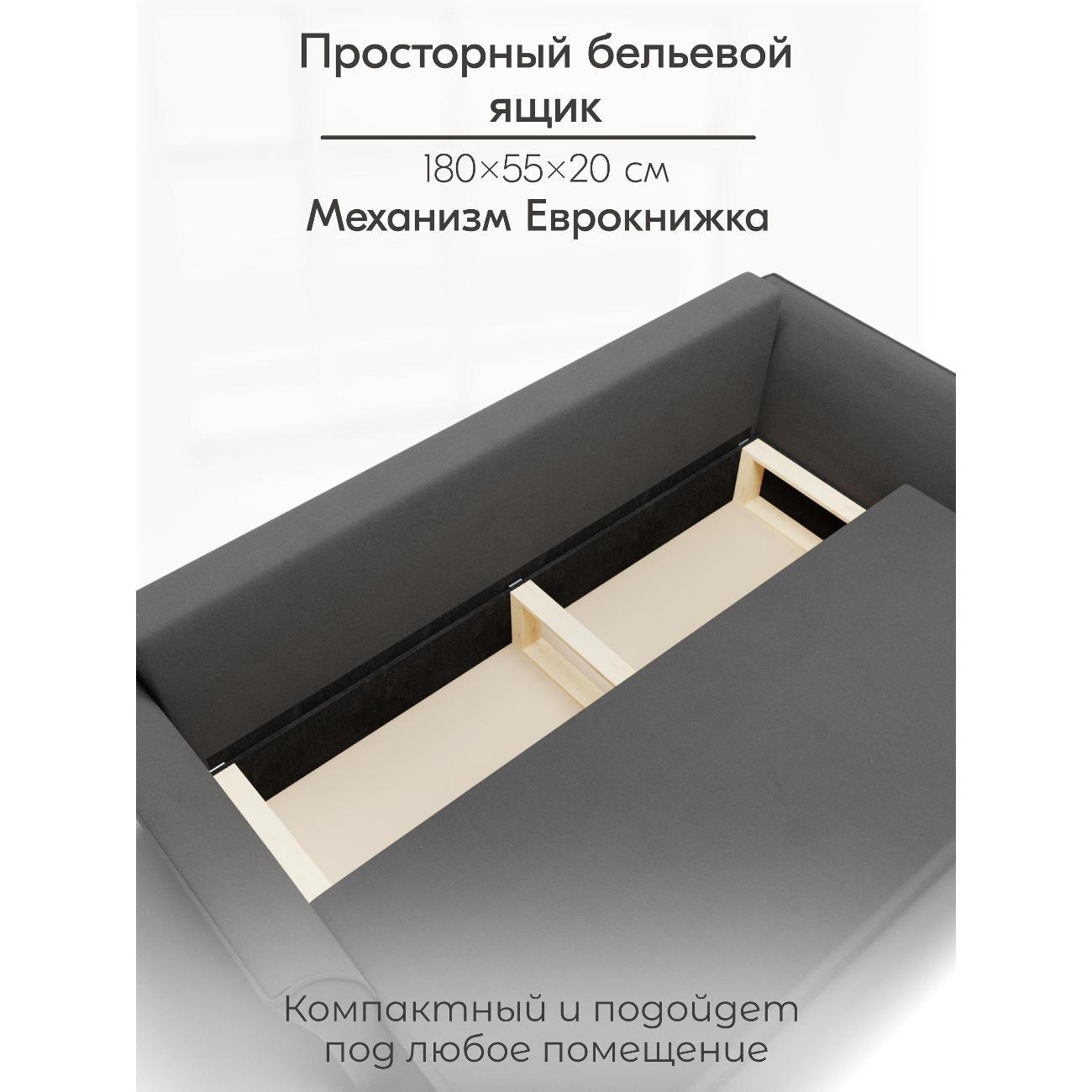 Диван Yorcom " Мелодия" ППУ, Темно-серый, механизм Еврокнижка 230х80х100