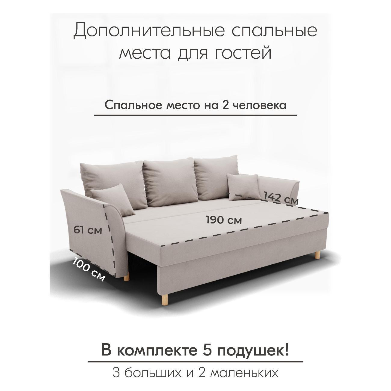 Диван Yorcom " Мелодия" ППУ, Бежевый, механизм Еврокнижка 230х80х100