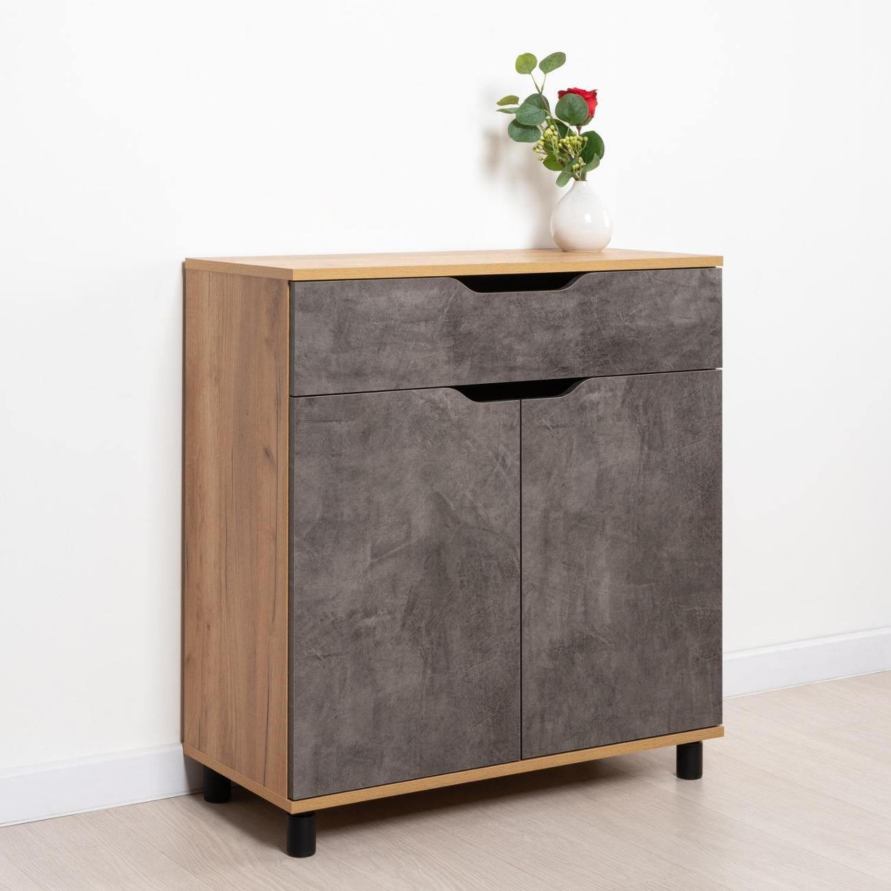 Комод Logium Рокс 13.296 F, Дуб Золотой CRAFT, Камень Темный U3705