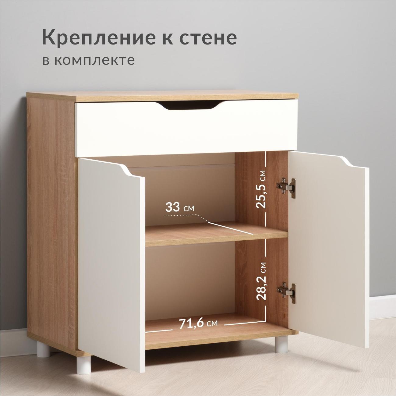 Комод Logium Рокс 13.296 F, Дуб сонома, Белый PE шагрень