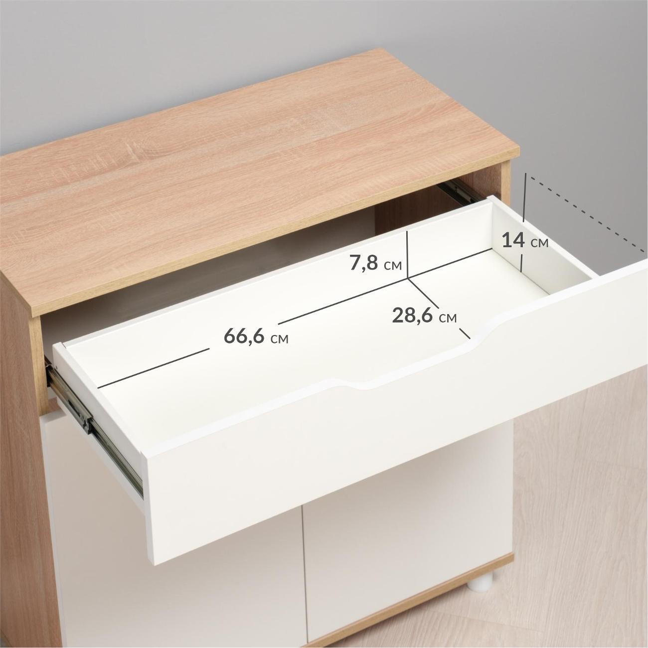 Комод Logium Рокс 13.296 F, Дуб сонома, Белый PE шагрень