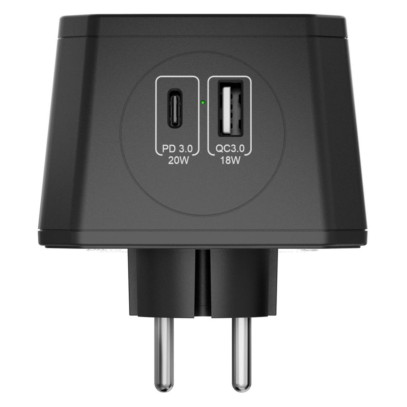 Тройник и переходник электрический AGNI TP-WJ2U3E-L-black