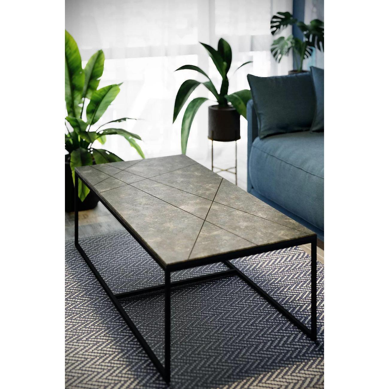 Стол журнальный Калифорния Геометрика серый бетон