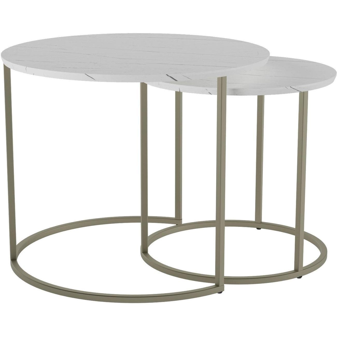 Стол журнальный Калифорния Лесли белый мрамор/титан