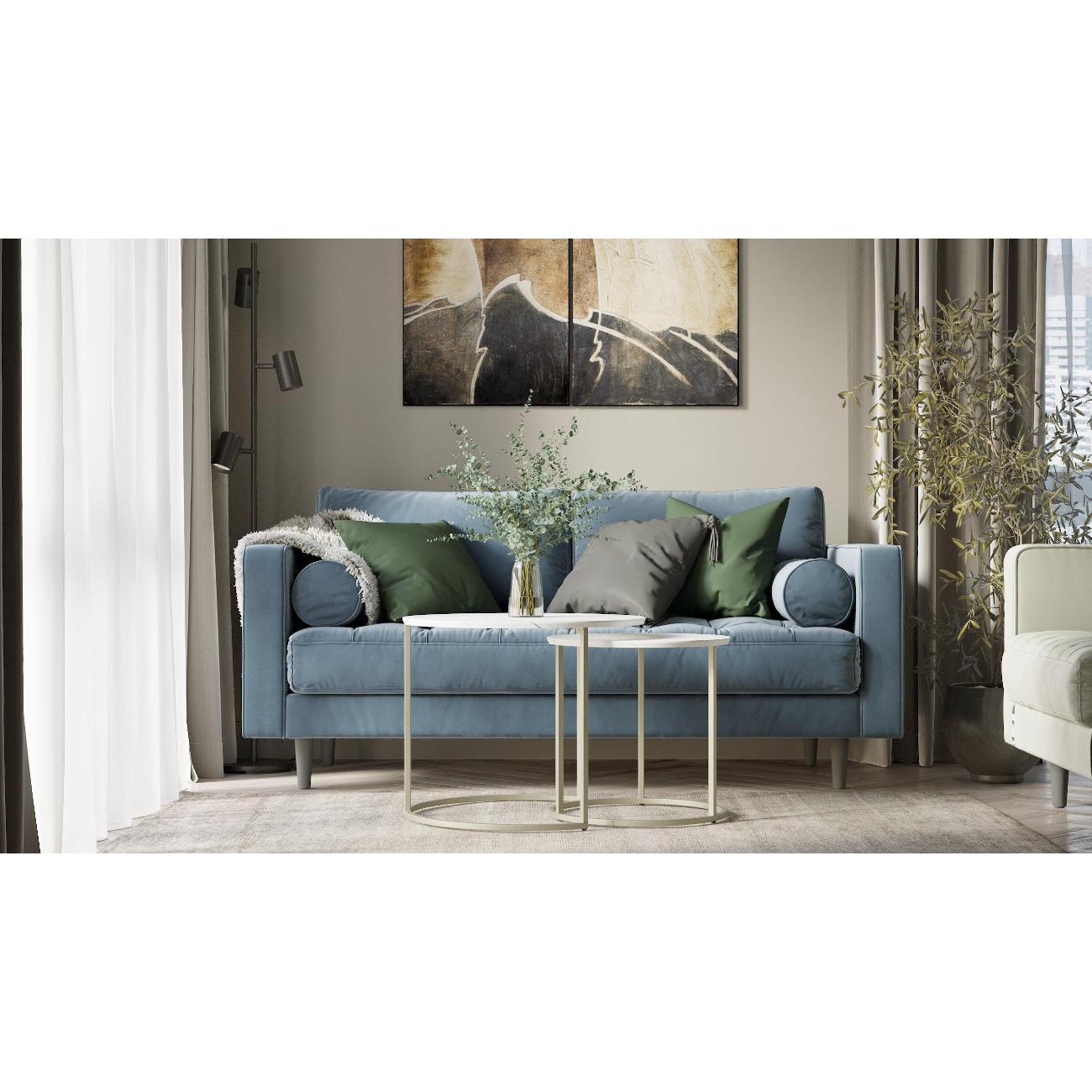 Стол журнальный Калифорния Лесли белый мрамор/титан