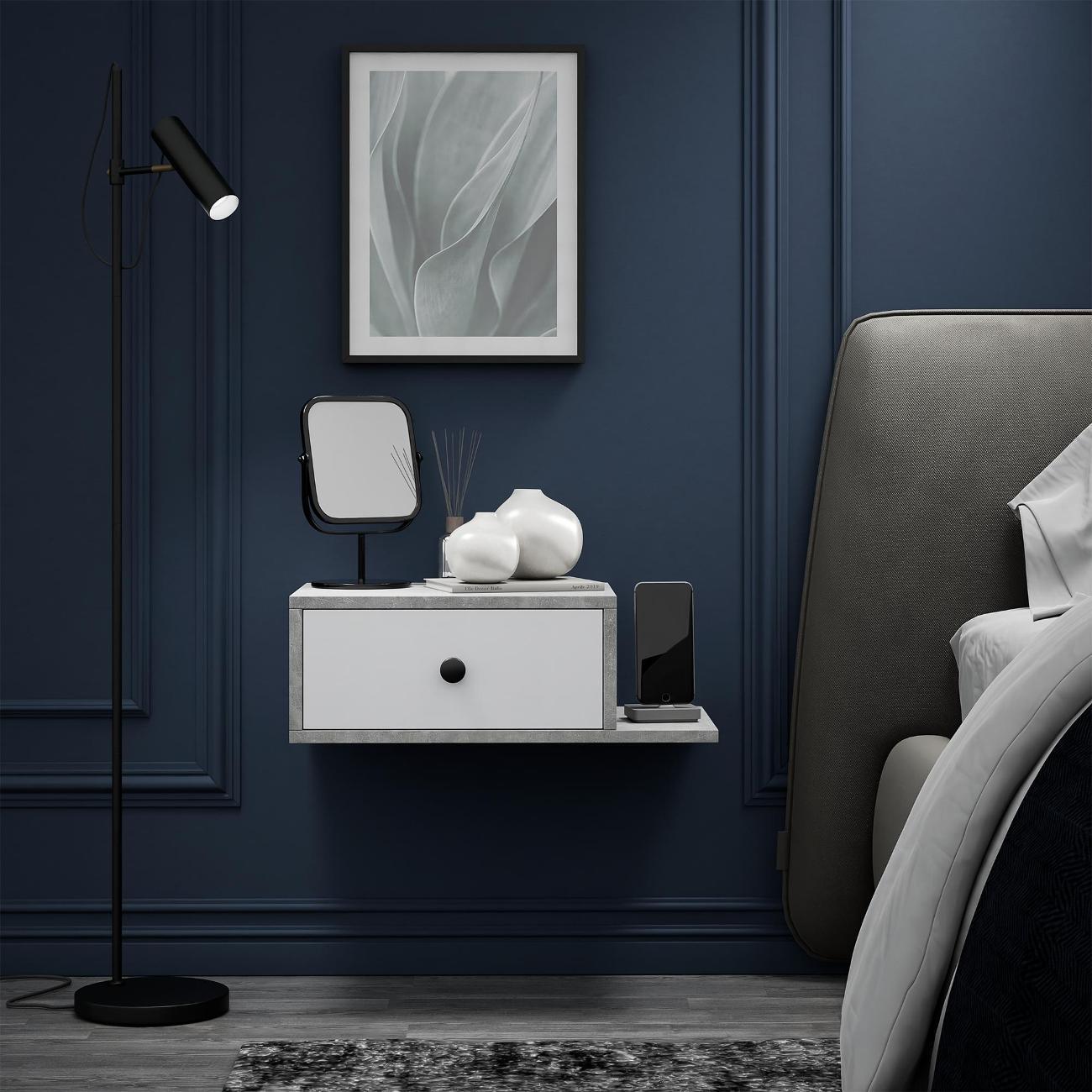 Тумба MFMaster Витто-102 бетон-белый