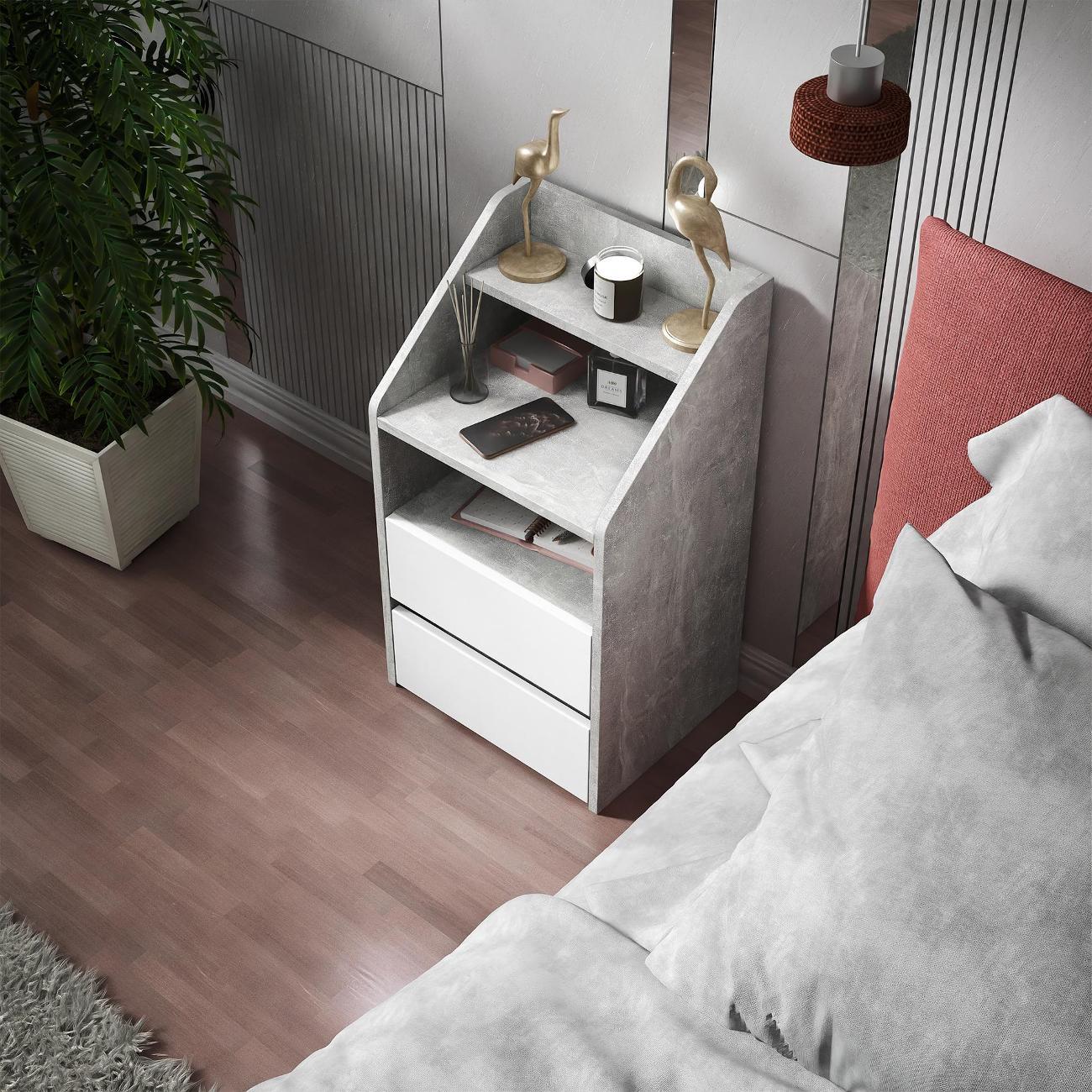 Тумба MFMaster Витто-165 бетон-белый