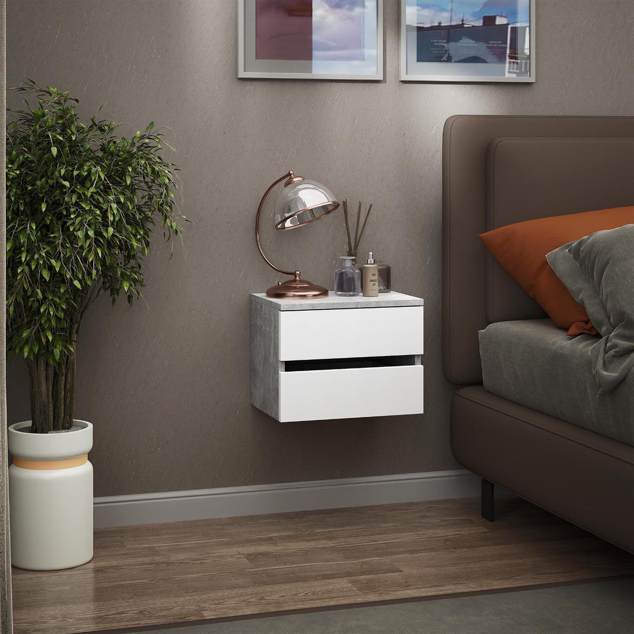 Тумба MFMaster Триверо-722 бетон-белый