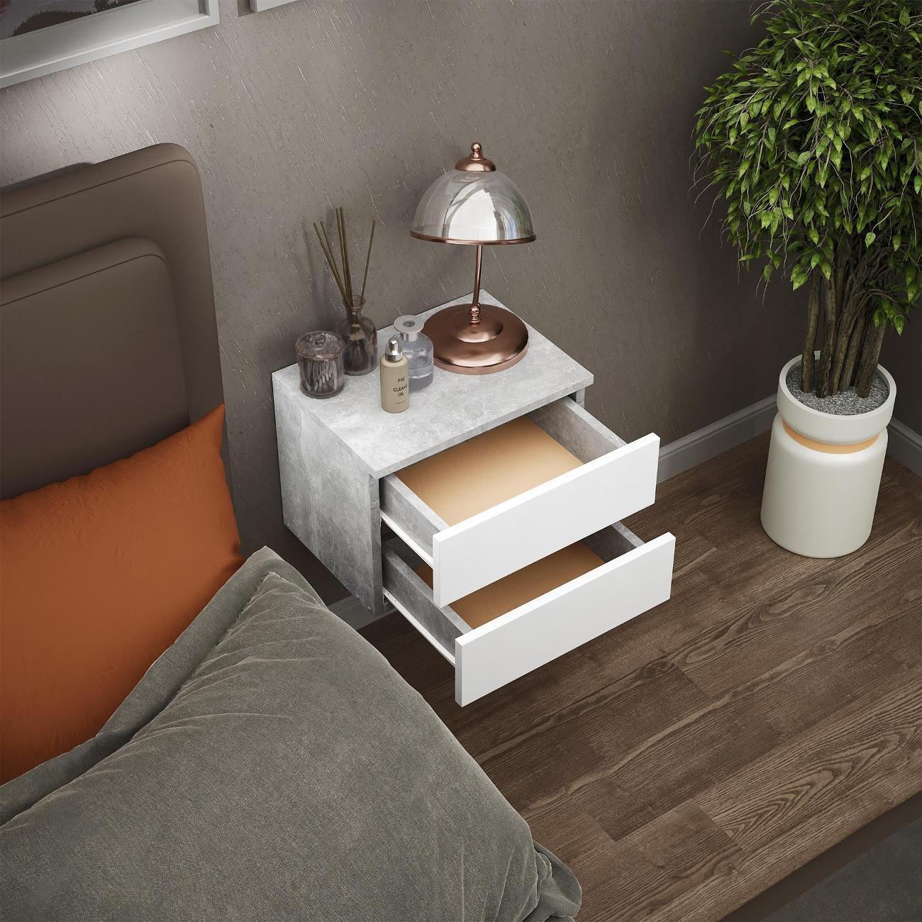 Тумба MFMaster Триверо-722 бетон-белый