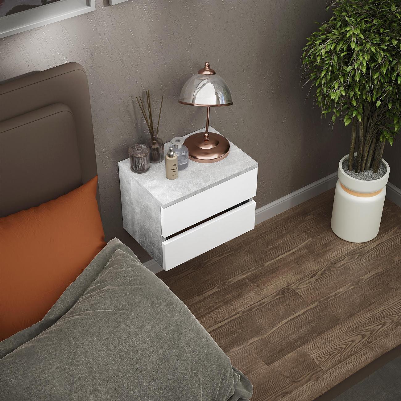 Тумба MFMaster Триверо-722 бетон-белый