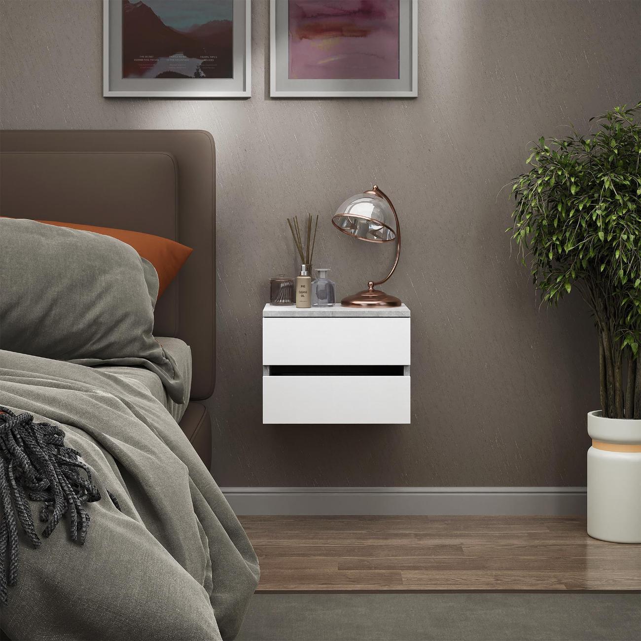 Тумба MFMaster Триверо-722 бетон-белый