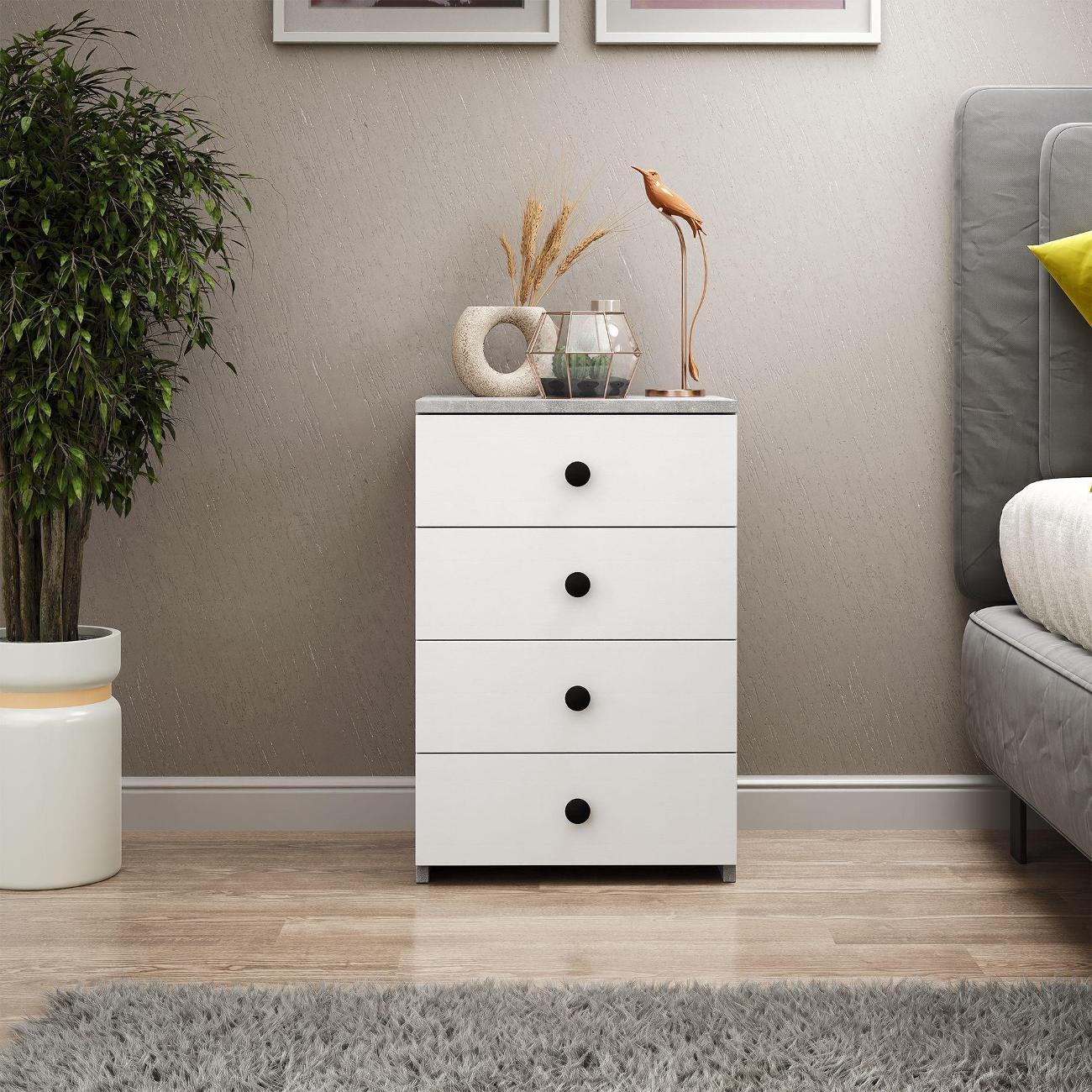 Тумба MFMaster Витто-779 бетон-белый