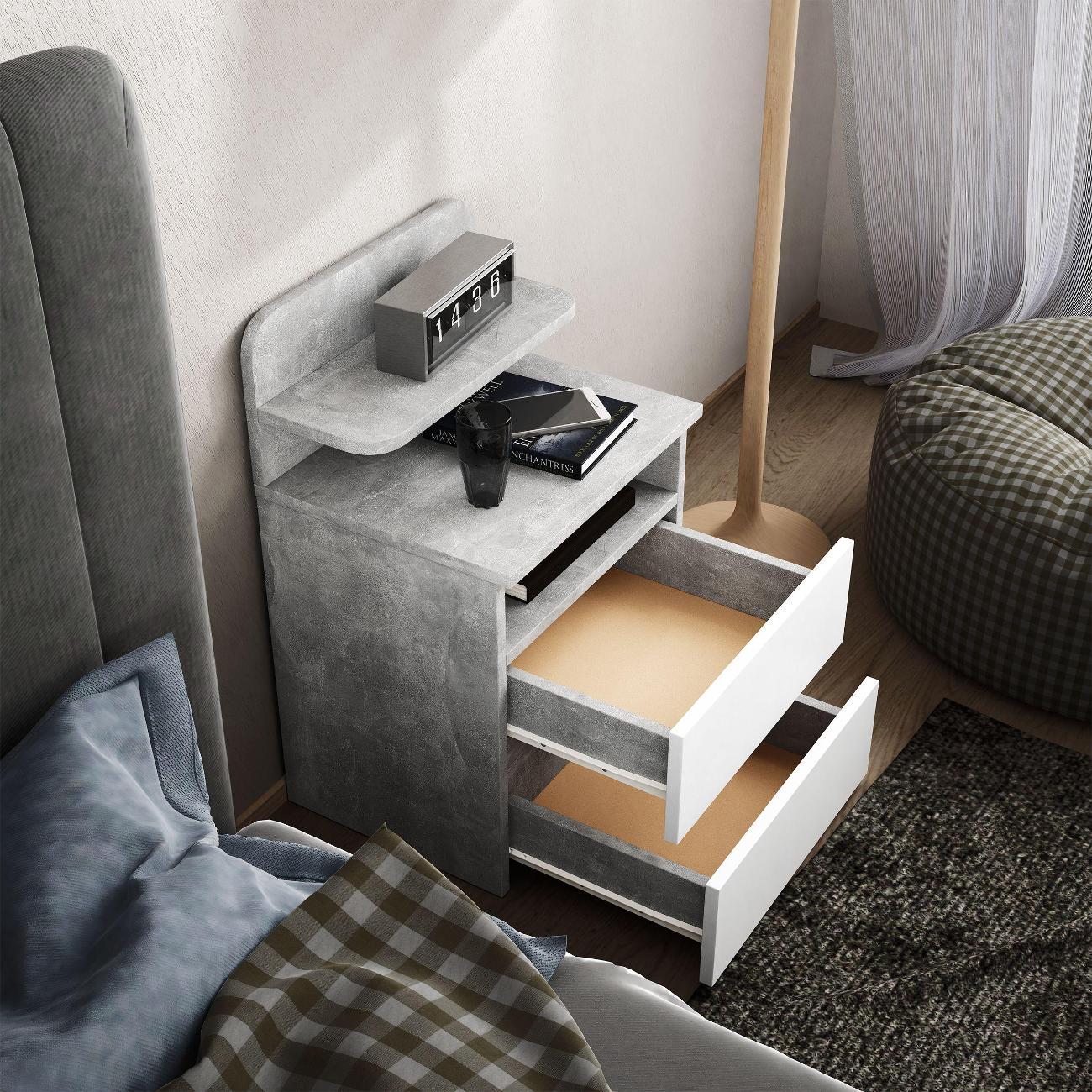 Тумба MFMaster Витто-107 бетон-белый