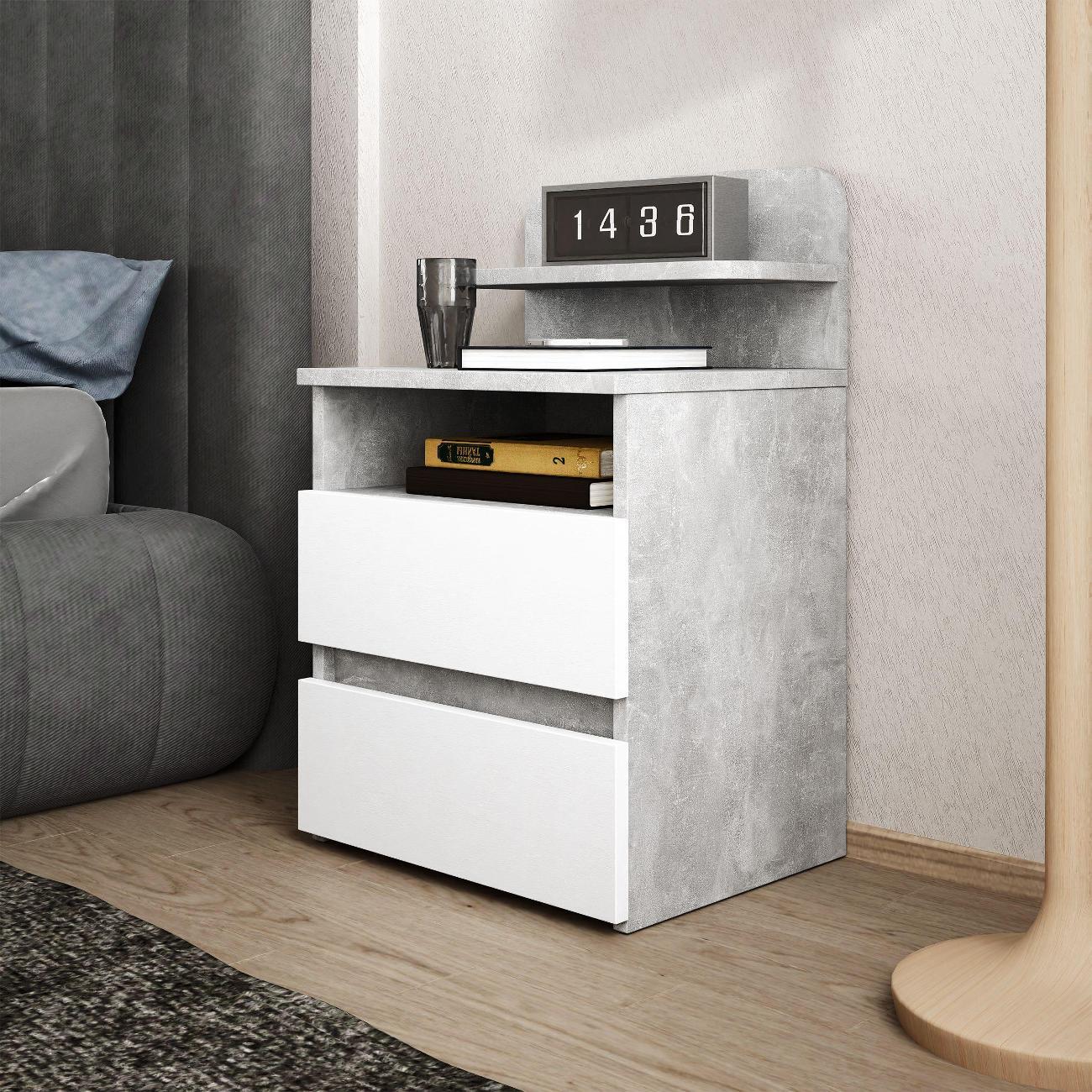 Тумба MFMaster Витто-107 бетон-белый