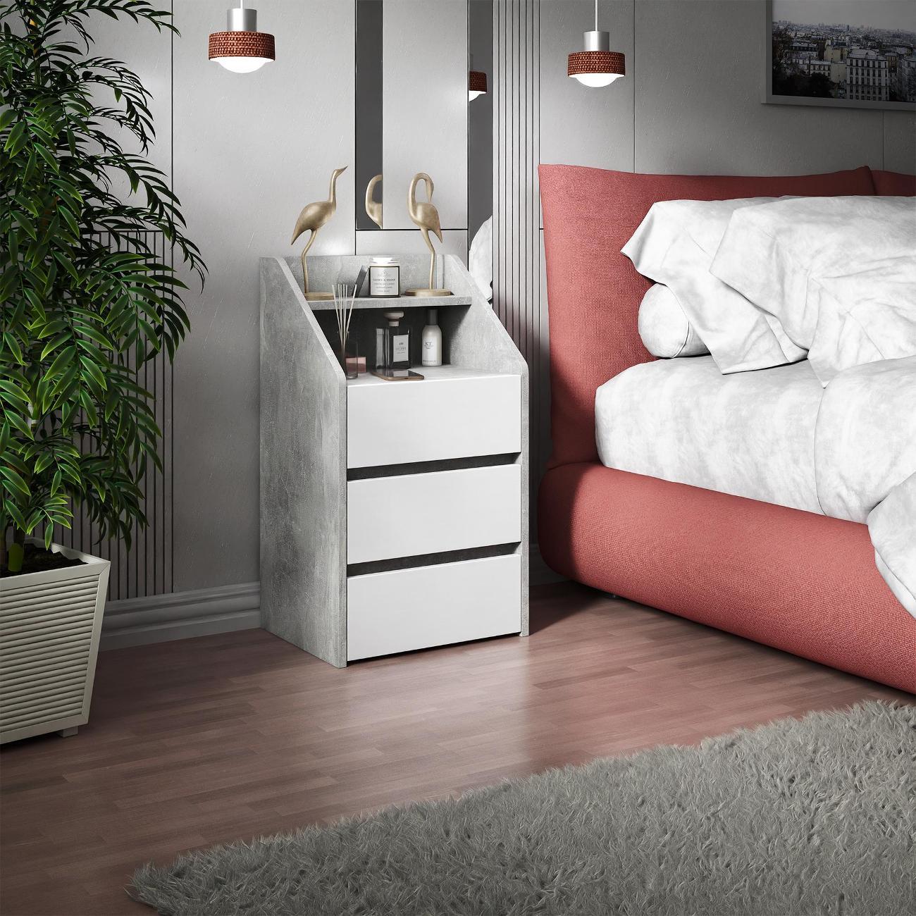 Тумба MFMaster Витто-166 бетон-белый