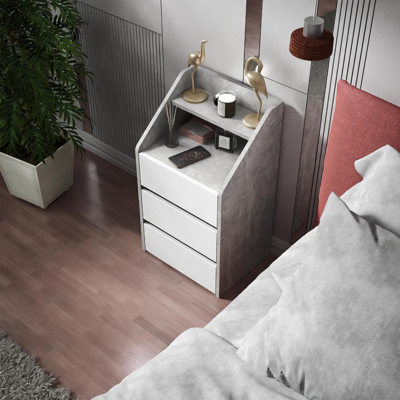 Тумба MFMaster Витто-166 бетон-белый