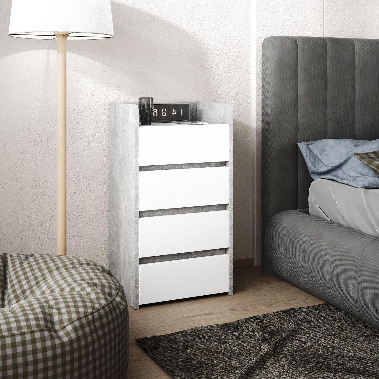 Тумба MFMaster Витто-155 бетон-белый