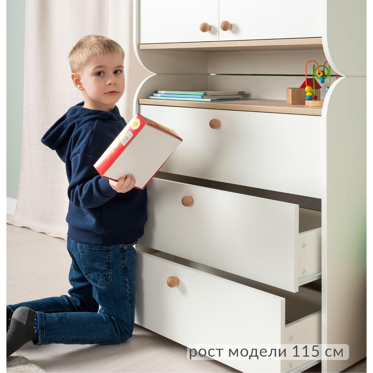 Комод Logium Топ 16.225.03, Белый PE шагрень, Дуб Белый exclusive OW D4430