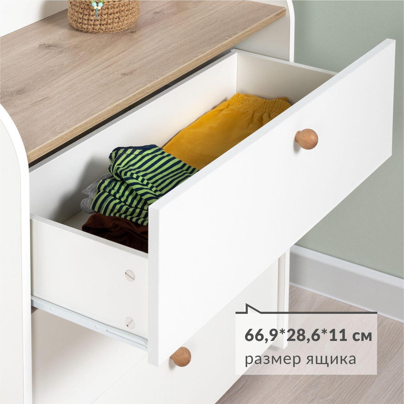 Комод Logium Топ 16.225.03, Белый PE шагрень, Дуб Белый exclusive OW D4430