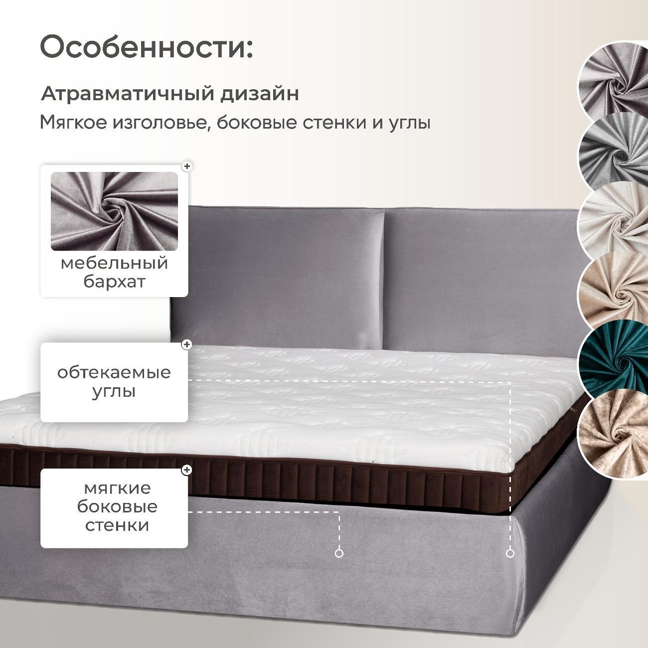 Кровать Ami Британия 1600 серый бархат