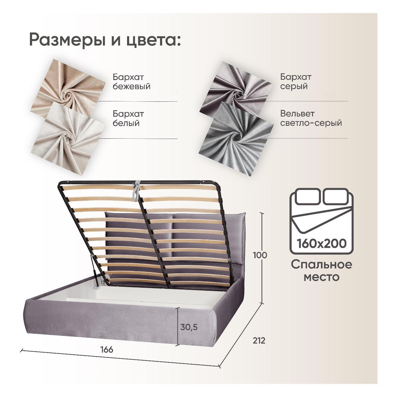 Кровать Ami Британия 1600 серый бархат