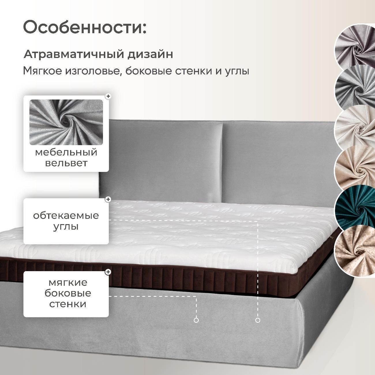 Кровать Ami Британия 1600 светло-серый вельвет