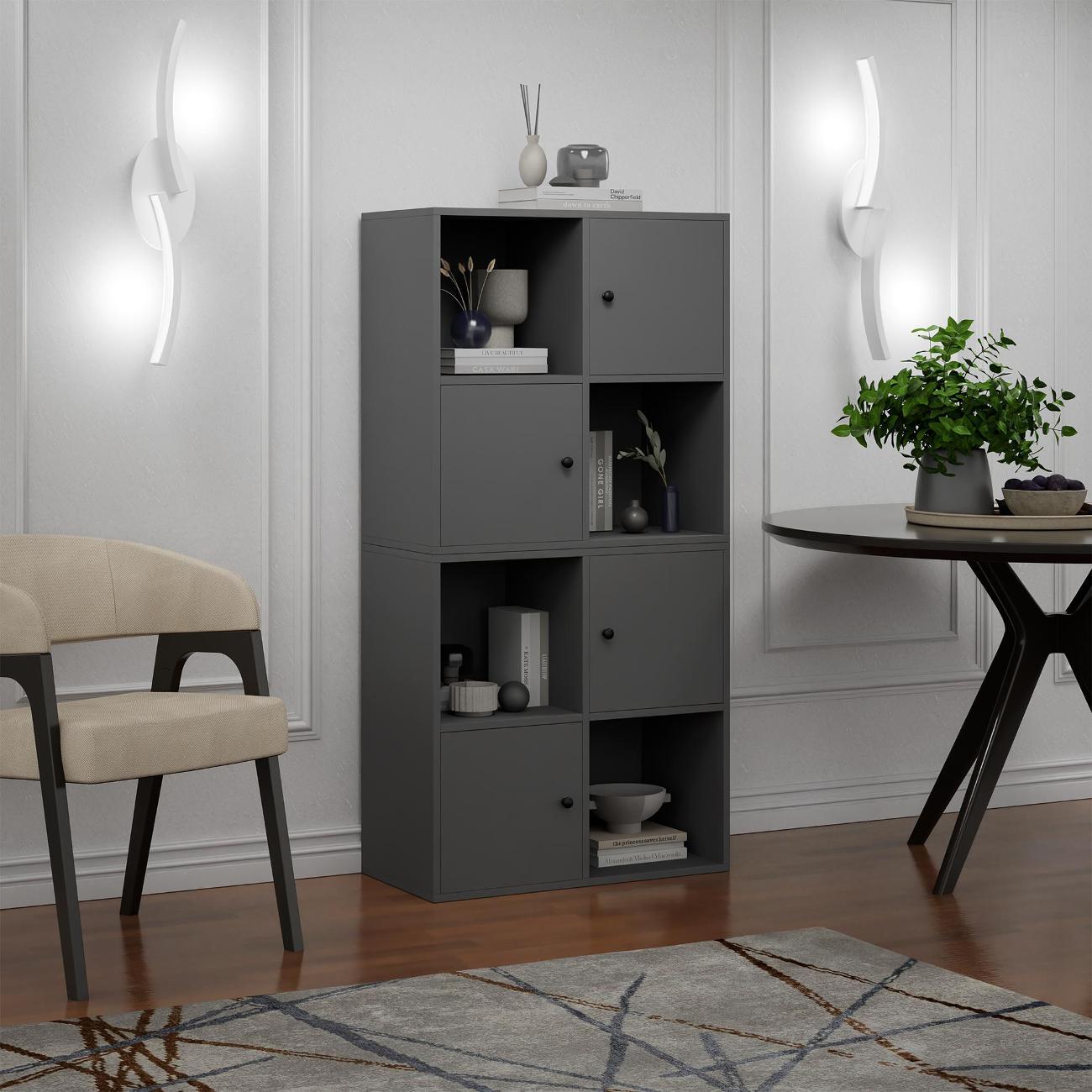 Стеллаж офисный MFMaster Файн-125 бетон-белый