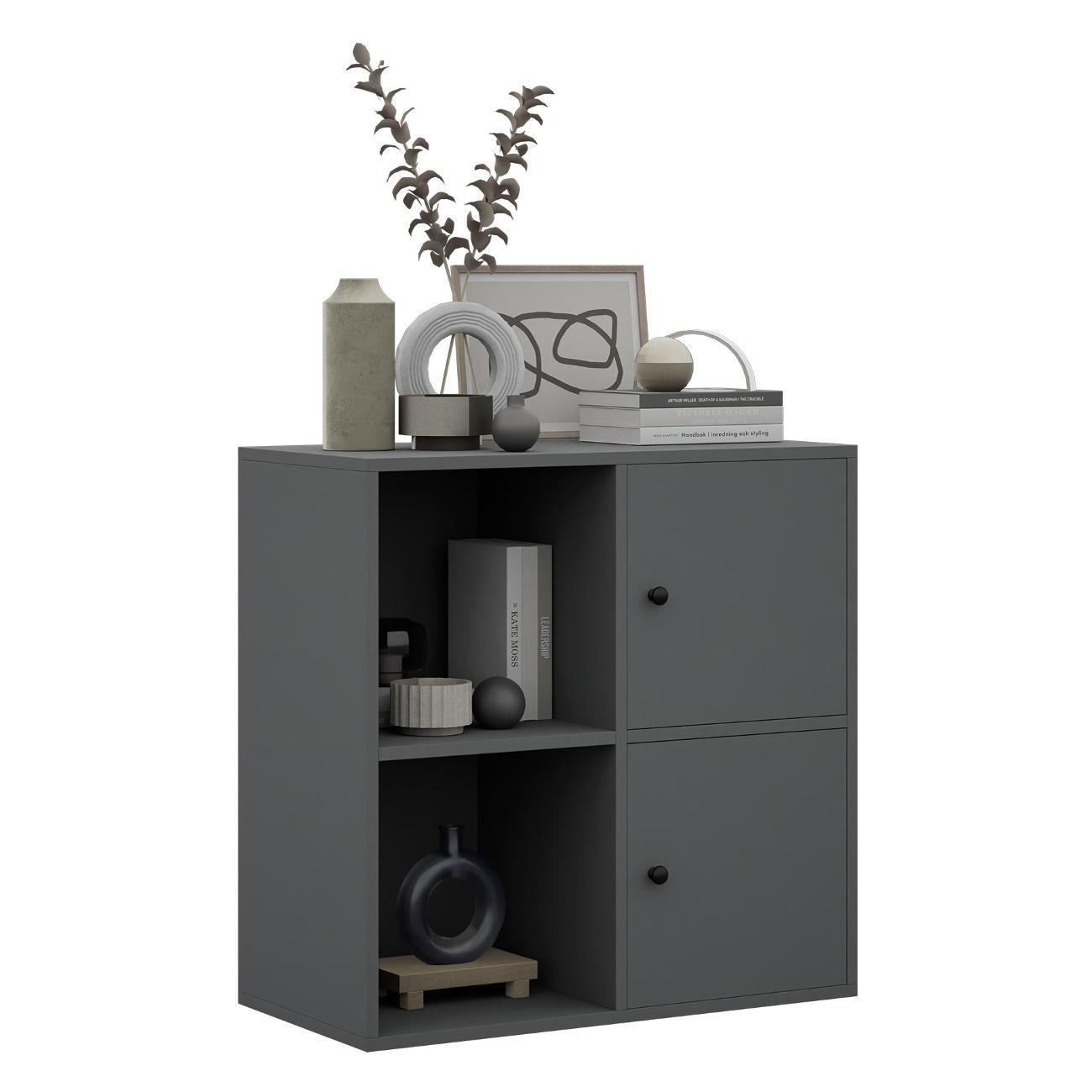 Стеллаж офисный MFMaster Файн-125 бетон-белый