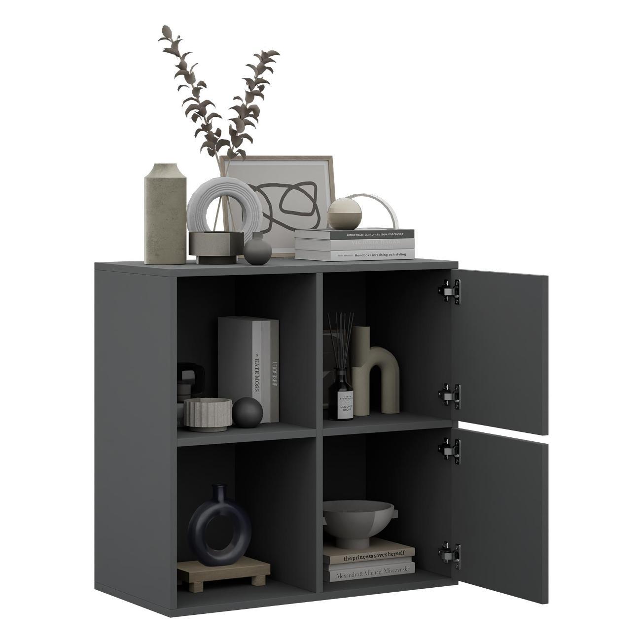 Стеллаж офисный MFMaster Файн-125 бетон-белый