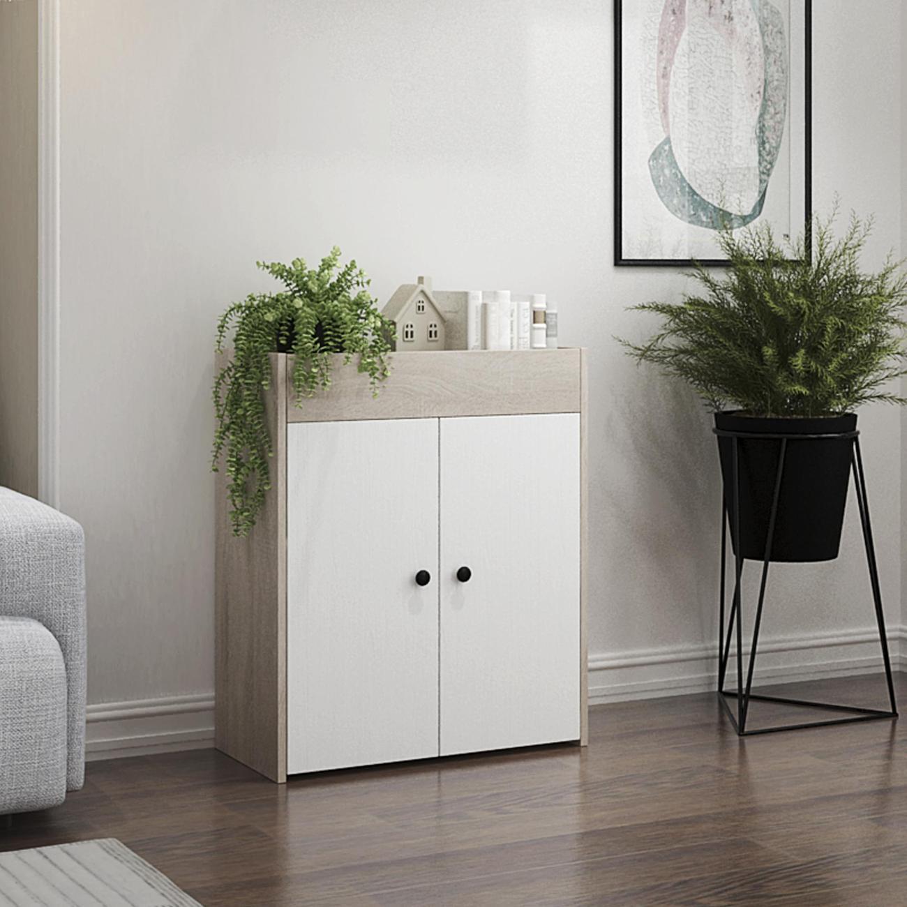 Стеллаж офисный MFMaster Файн-131 бетон-белый