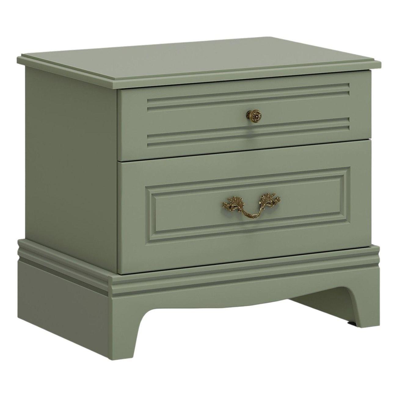 Тумба прикроватная Правила мебели офисная, Лора с ящиками, 56.8х40.2х50.8 см, Зеленый самшит лак, МДФ / Зеленый самшит, ЛДСП