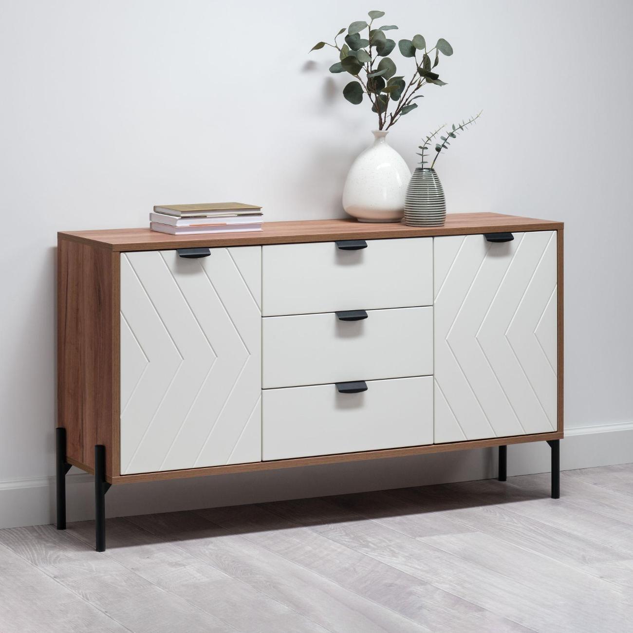 Комод Logium Венеция 16.229.01, Дуб Крафт табачный, белая шагрень 4101 ПВХ