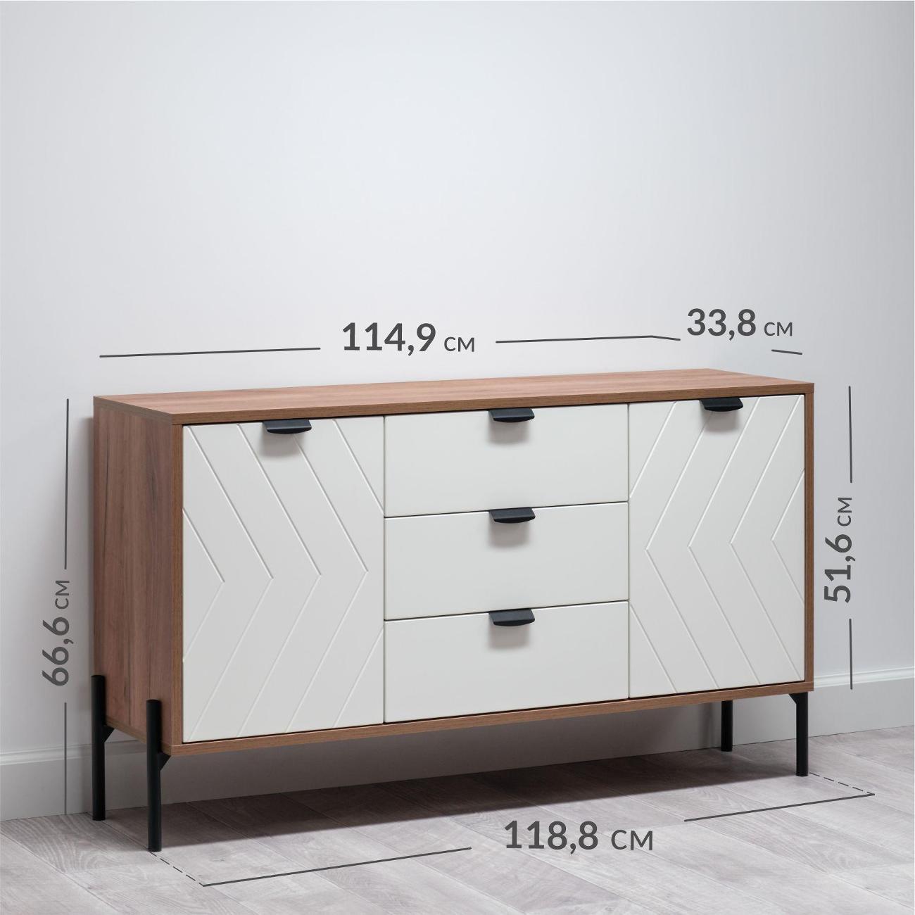 Комод Logium Венеция 16.229.01, Дуб Крафт табачный, белая шагрень 4101 ПВХ