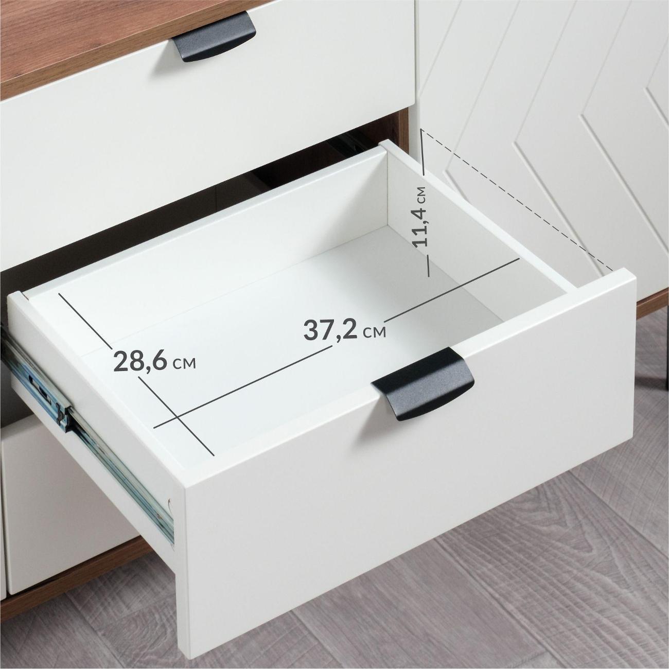 Комод Logium Венеция 16.229.01, Дуб Крафт табачный, белая шагрень 4101 ПВХ