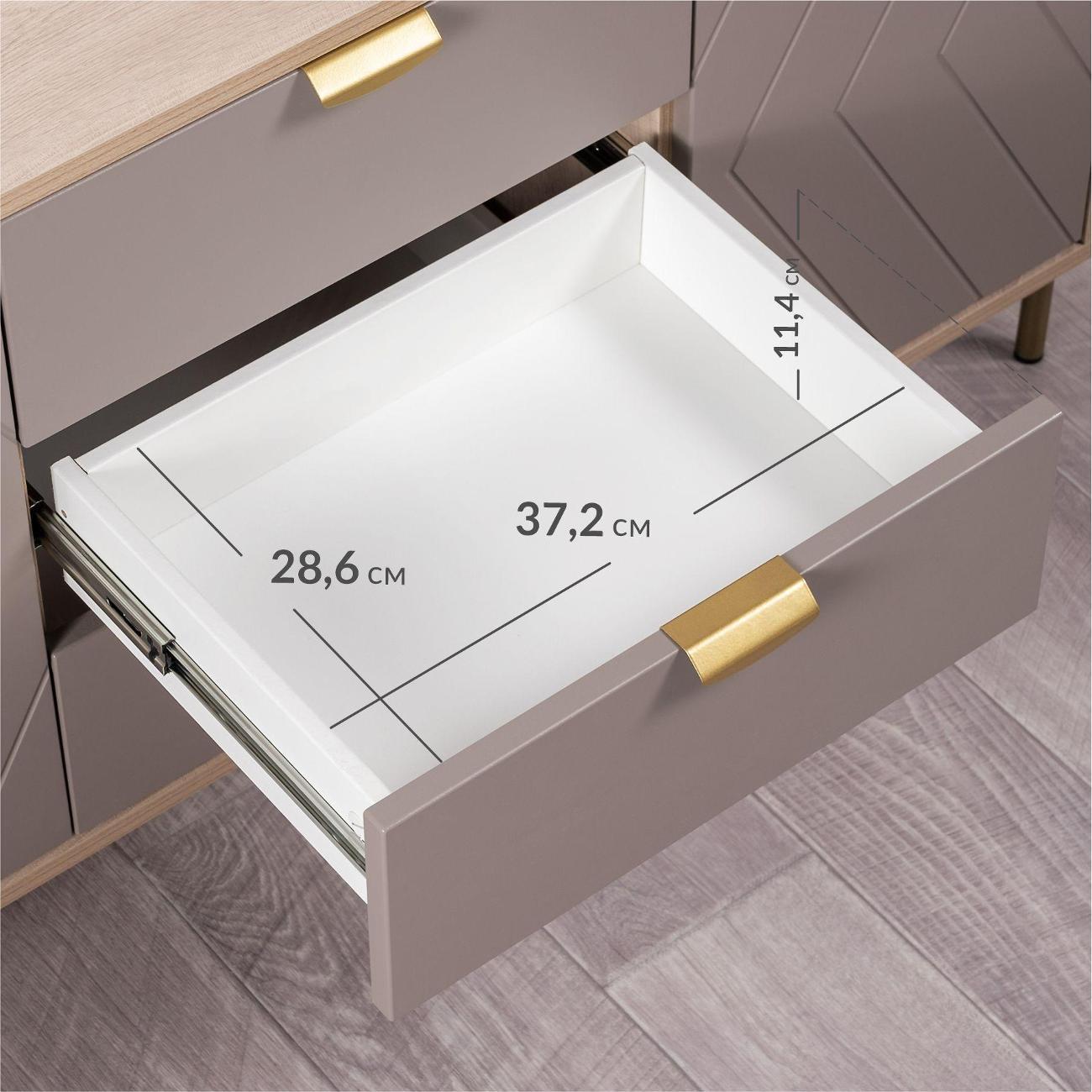 Комод Logium Венеция 16.229.01, Дуб эндгрейн элег., Веллюто Капучино AG 707 ПВХ