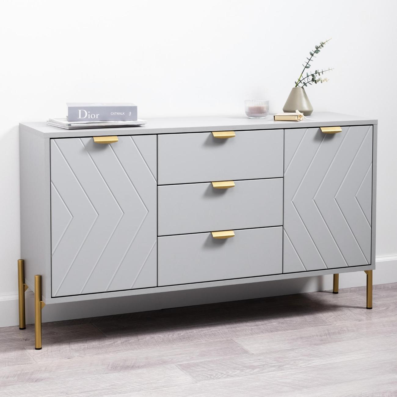 Комод Logium Венеция 16.229.01, Шиншилла серая 197 SU, Серый опал софт 651 ПВХ