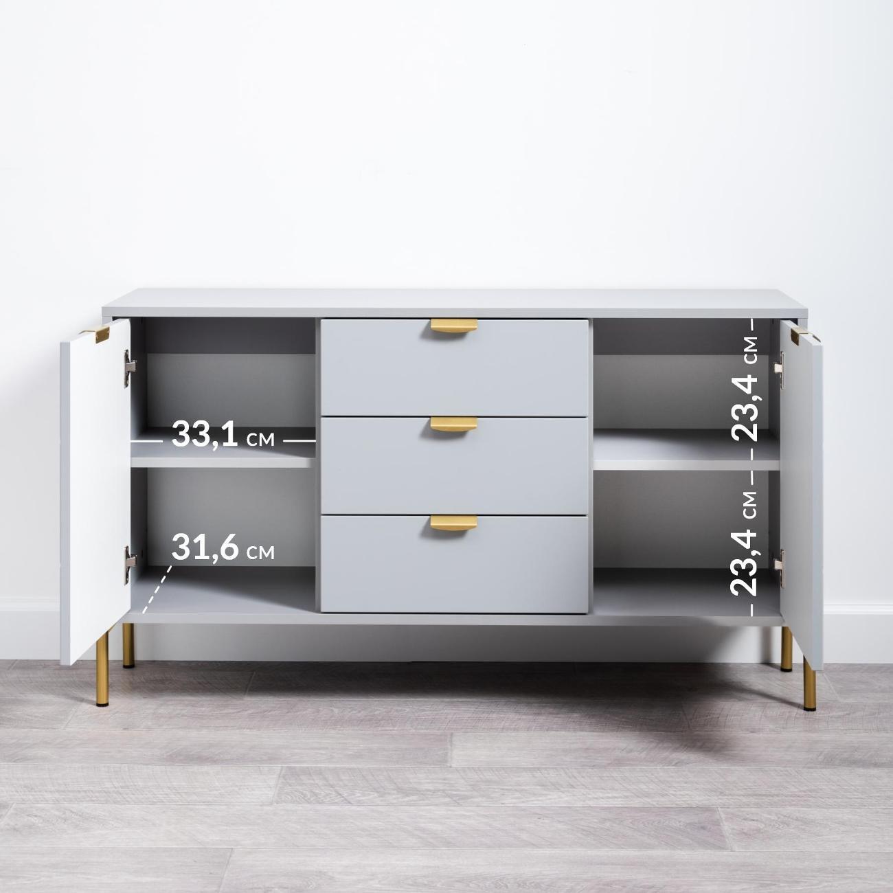 Комод Logium Венеция 16.229.01, Шиншилла серая 197 SU, Серый опал софт 651 ПВХ