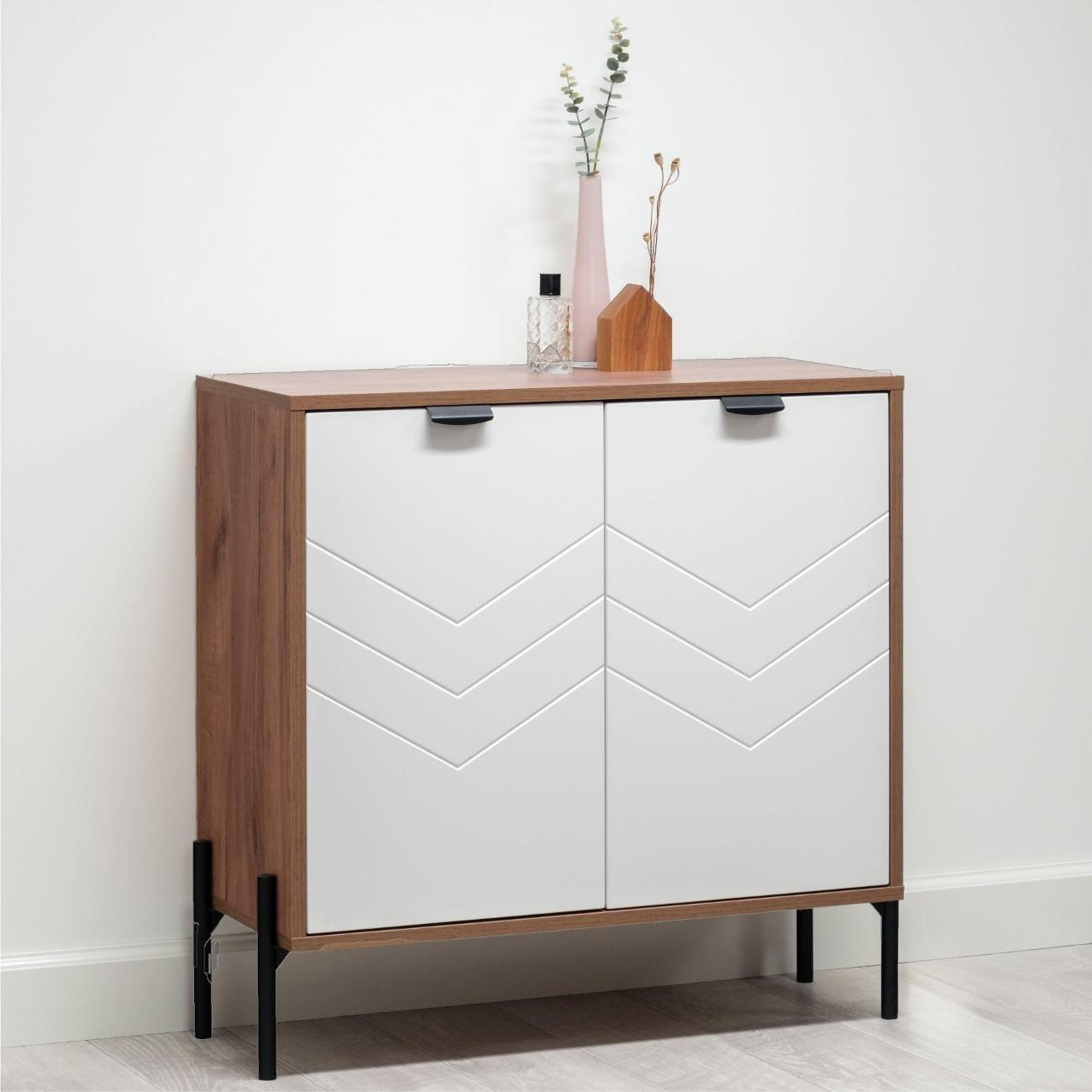 Комод Logium Венеция 16.229.02, Дуб Крафт табачный, белая шагрень 4101 ПВХ