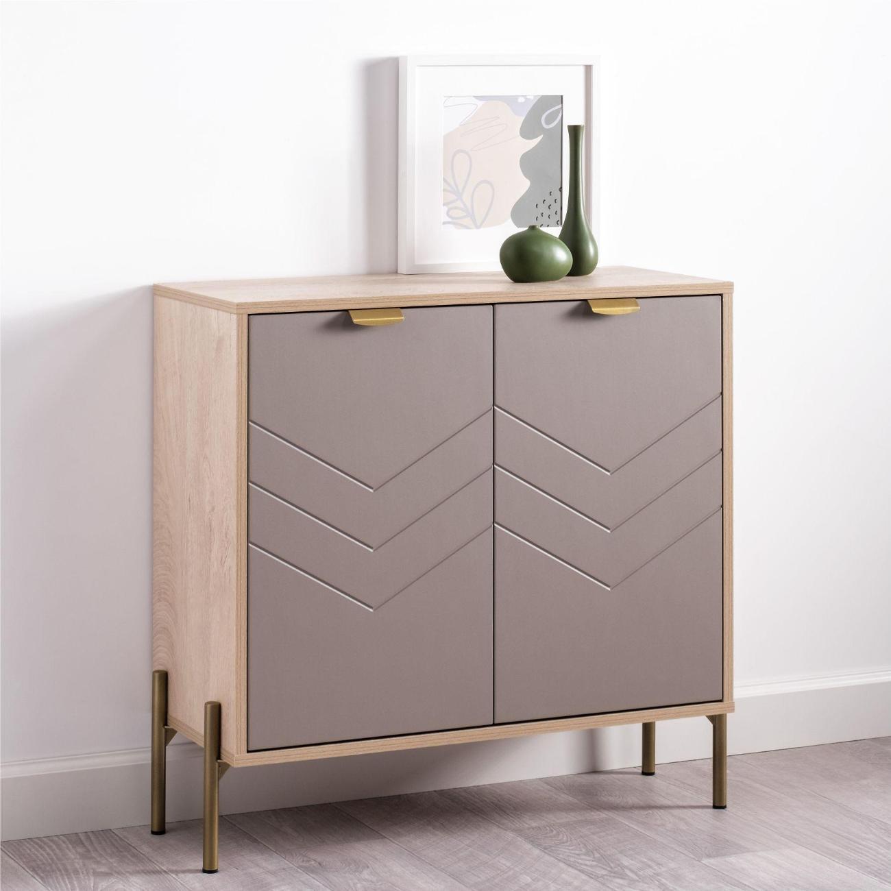 Комод Logium Венеция 16.229.02, Дуб эндгрейн элег., Веллюто Капучино AG 707 ПВХ