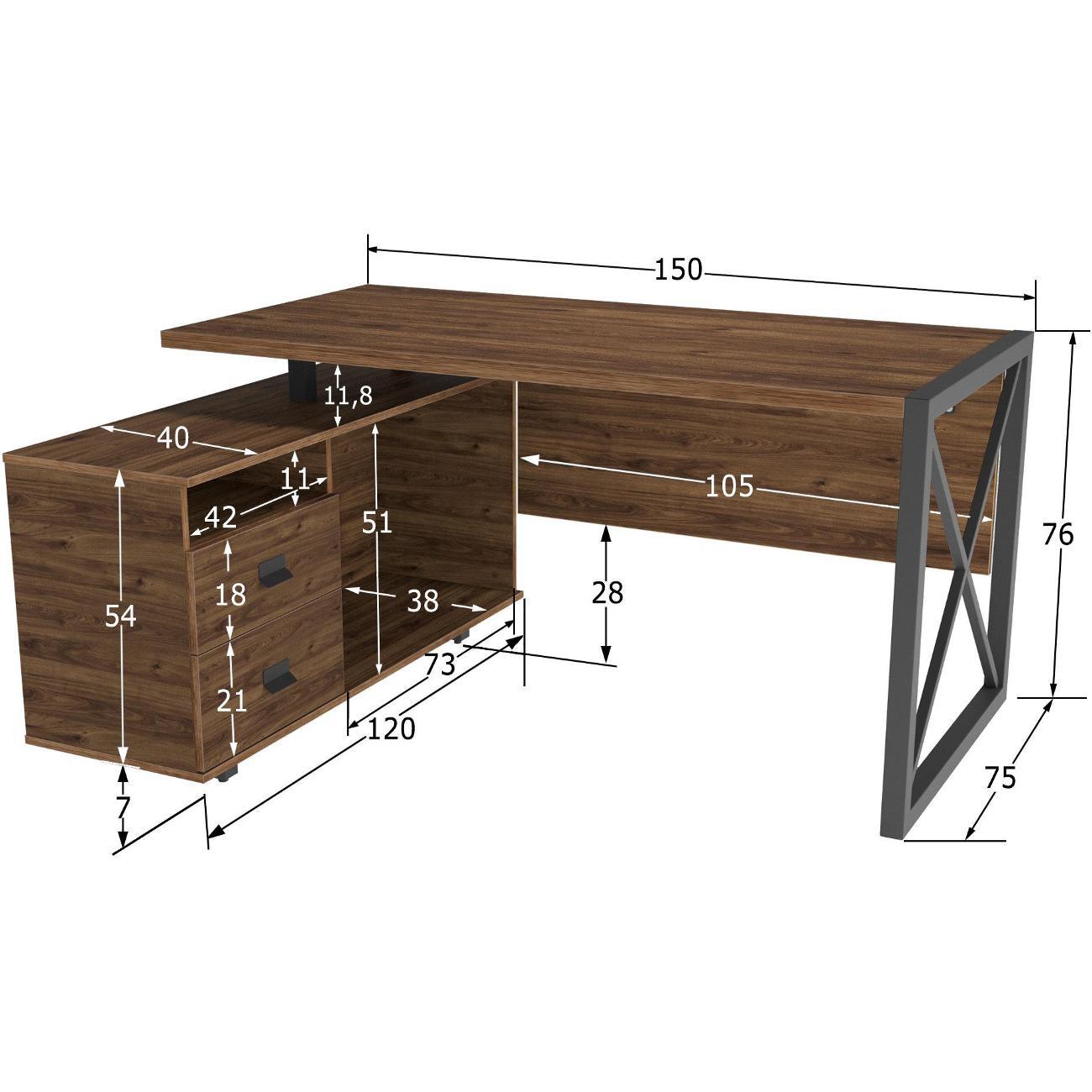 Стол письменный Калифорния Хардвиг СР01 ЛДСП Темный орех