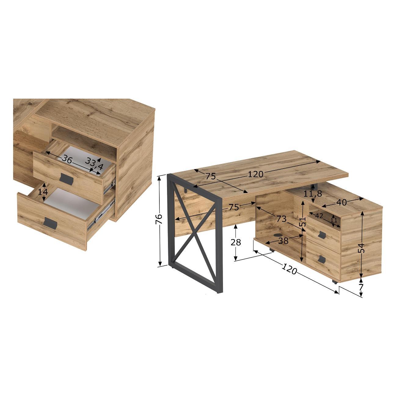 Стол письменный Калифорния Хардвиг 1200 ЛДСП Дуб вотан