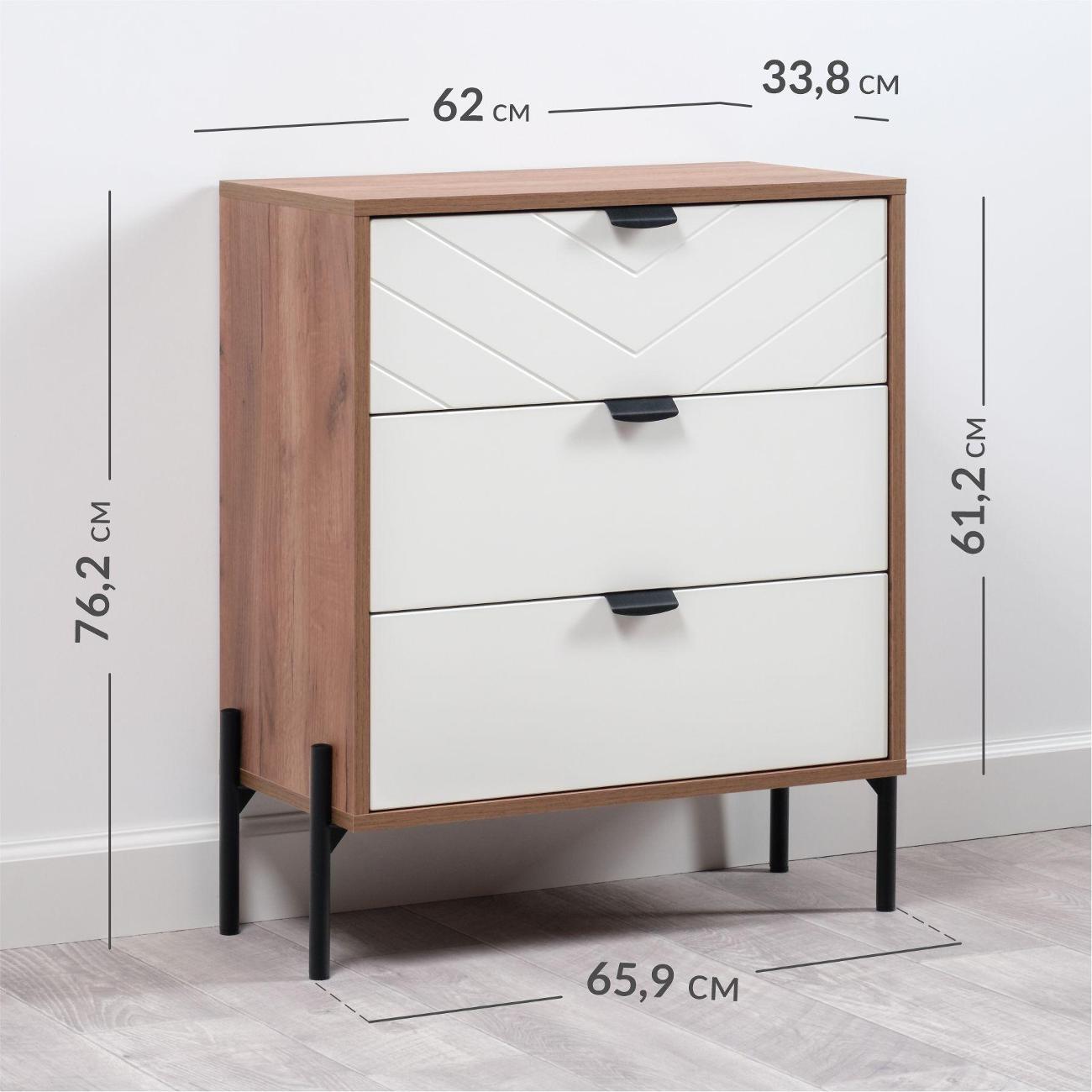 Комод Logium Венеция 16.229.03, Дуб Крафт табачный, белая шагрень 4101 ПВХ