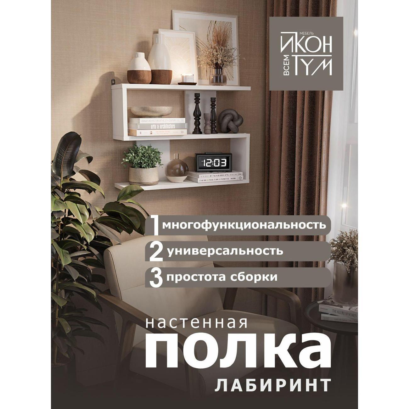 Полка книжная ИКОНТУМ Лабиринт белая